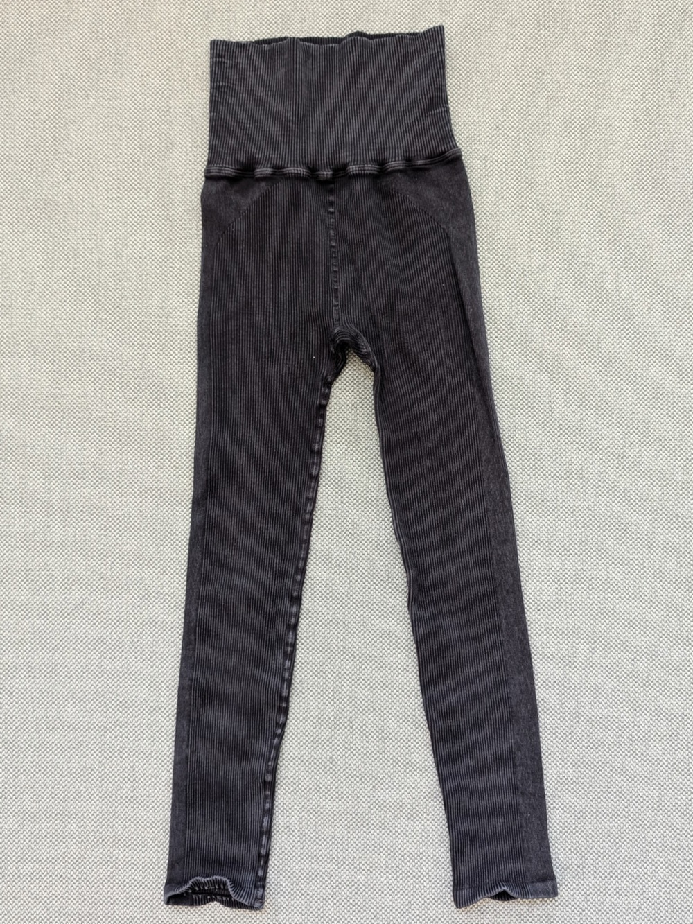 Free People High-Waist Ribbed Black Leggings XXS